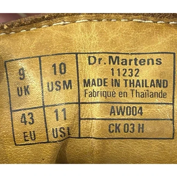 Dr. Martens 11232 Lace Up Split Toe Oxford Brown Leather Shoes Men's Size 10 US - Picture 7 of 9